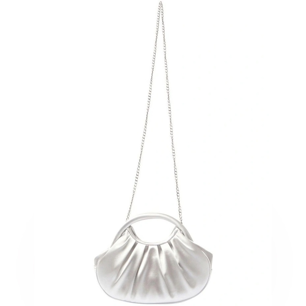 Nina Bren Evening Bag in Silver Satin